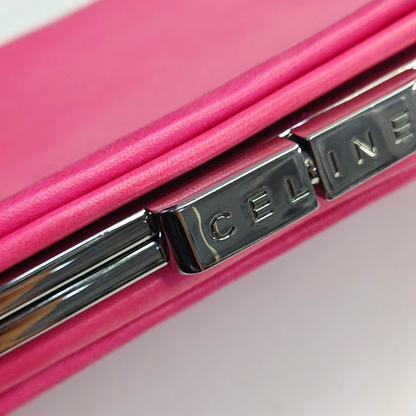 CELINE Fuchsia Cowhide Handbag Single Shoulder Bag Ruthenium color hardware Removable shoulder strap-(SKU)-948940978