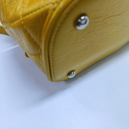 CHANEL AQUARIUM Medium Yellow Calfskin Quilted Backpack, Handbag with Silver Hardware, 26 compartments-(SKU)-964845024