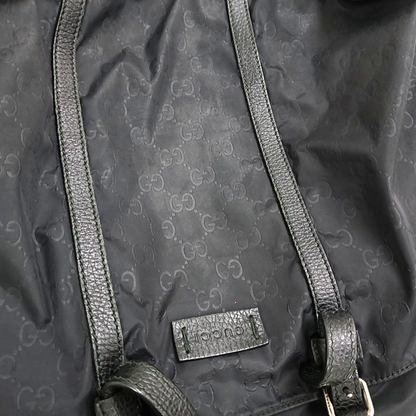 GUCCI GG Imprime Black Nylon Old Flower Single Shoulder Bag Handbag Crossbody Bag Silver Hardware Removable shoulder strap-(SKU)-958181512