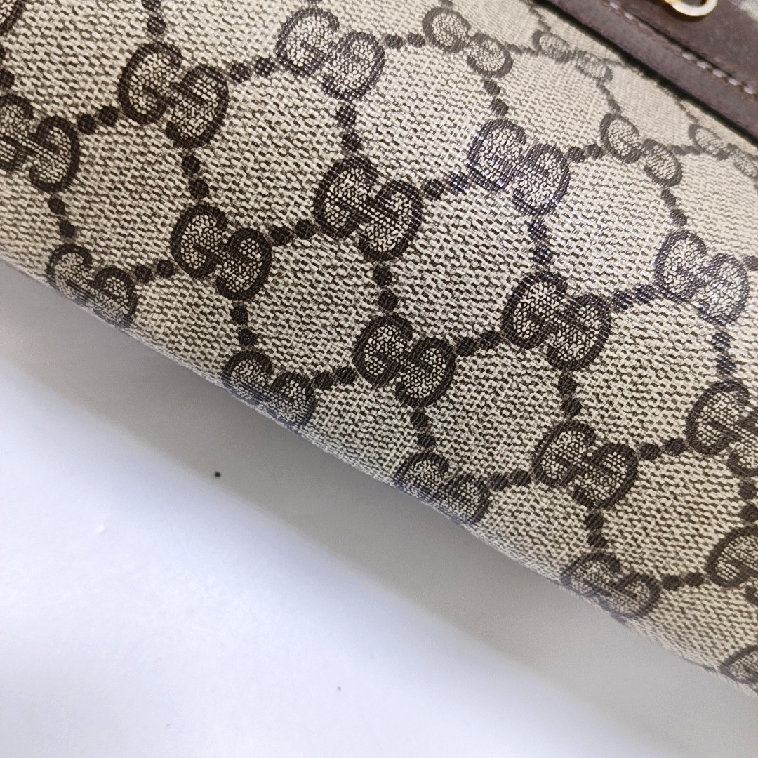 GUCCI Sherry Khaki Coated Canvas Monogram Flower Shoulder Bag Crossbody Silver Ruthenium Hardware Removable shoulder strap-(SKU)-959364855