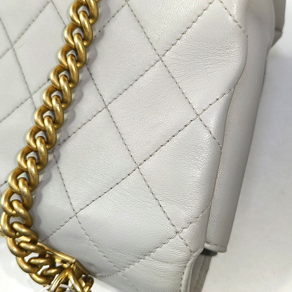 CHANEL TRENDY CC Grey Calfskin Quilted Crossbody Single Shoulder Bag with Gold Hardware, 28 Clasp-(SKU)-952289856