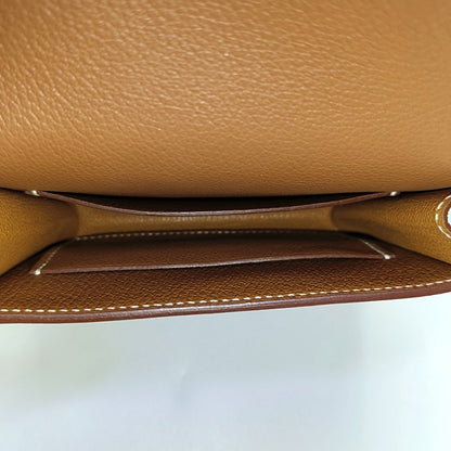 HERMÈS Roulis Gold Brown Evercolor Calfskin Wallet Silver Hardware U Sub-pockets-(SKU)-966024650