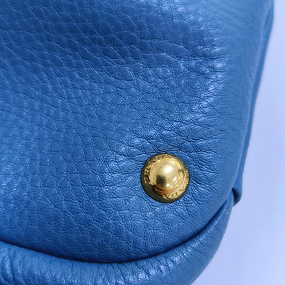 PRADA Tote bag Blue Cowhide Logo Shoulder Bag Handbag Golden hardware Removable shoulder strap-(SKU)-957689174