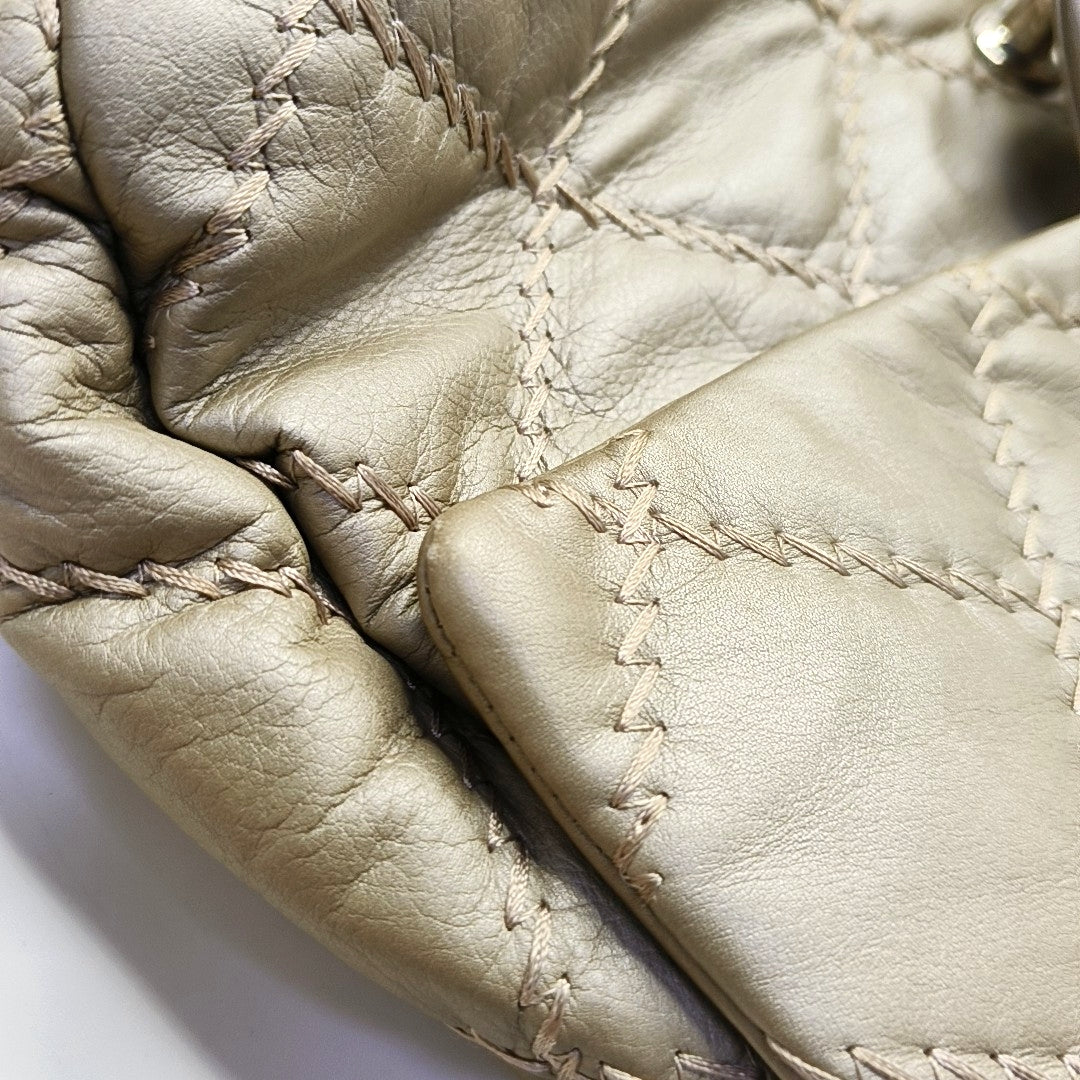 CHANEL WILD STITCH Grey Calfskin Quilted Shoulder Bag, Crossbody Bag with Silver Hardware, 15 compartments-(SKU)-966814468