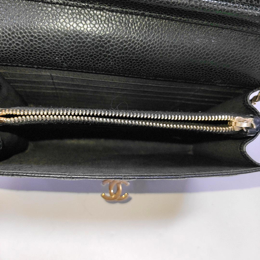 CHANEL DOUBLE CC Black Calfskin Quilted Leather Single Shoulder Bag Crossbody Bag Golden Hardware 25 Clasp-(SKU)-961310373