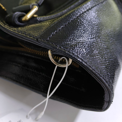 BURBERRY Somerford Black Leather Stud Single Shoulder Handbag Golden Silver Hardware Removable shoulder strap-(SKU)-960988293