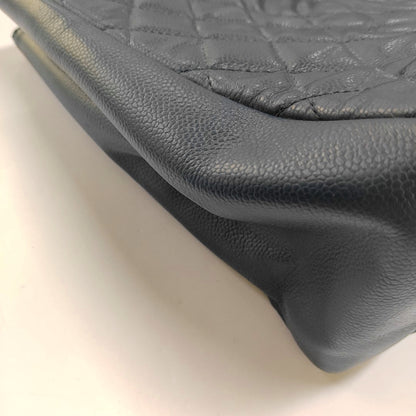 CHANEL CHANEL GST Large Blue Calfskin Quilted Matelassé Shoulder Bag Silver Hardware 17 Clasp-(SKU)-966451937