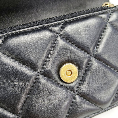 CHANEL WOC Black Lamb Skin Quilted Intrecciato Crossbody Bag, Shoulder Bag, Golden Hardware, 31 Clasp-(SKU)-970987317