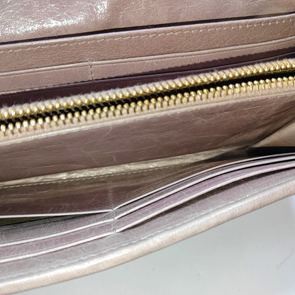 Miu Miu Light Pink Calf Leather Wallet Golden hardware-(SKU)-947592085
