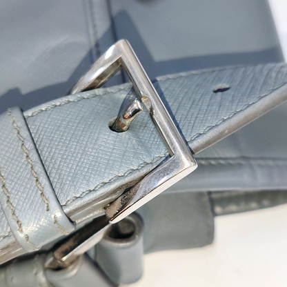PRADA Dark Grey Cowhide Crosshatch shoulder bag Silver Hardware-(SKU)-938485965