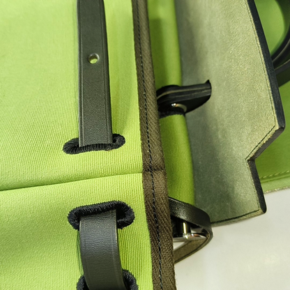 HERMÈS Herbag 31 Avocado Green Canvas Single Shoulder Bag Tote Crossbody with Silver Hardware Y Stamp Removable Shoulder Strap-(SKU)-958629290