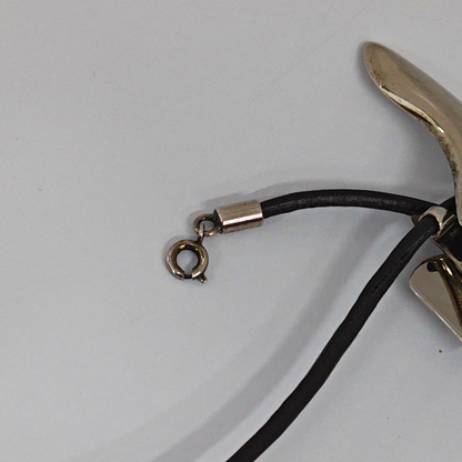 FERRAGAMO Silver Leather Alloy Necklace Length44cm-(SKU)-940395883