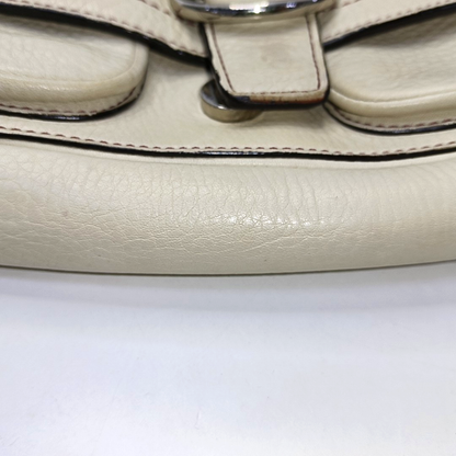 COACH Beige Leather Single Shoulder Bag Handbag Silver Hardware Removable shoulder strap-(SKU)-929326305