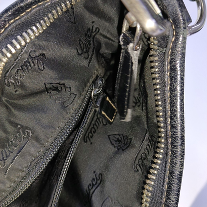 GUCCI Black Leather Studs Single Shoulder Crossbody Bag Golden hardware-(SKU)-946015395
