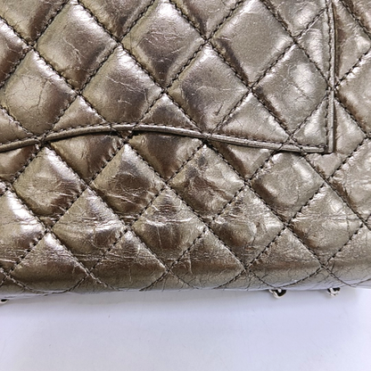 CHANEL CLASSIC FLAP Medium Champagne Calfskin Quilted Shoulder Bag with Silver Hardware-(SKU)-958254208