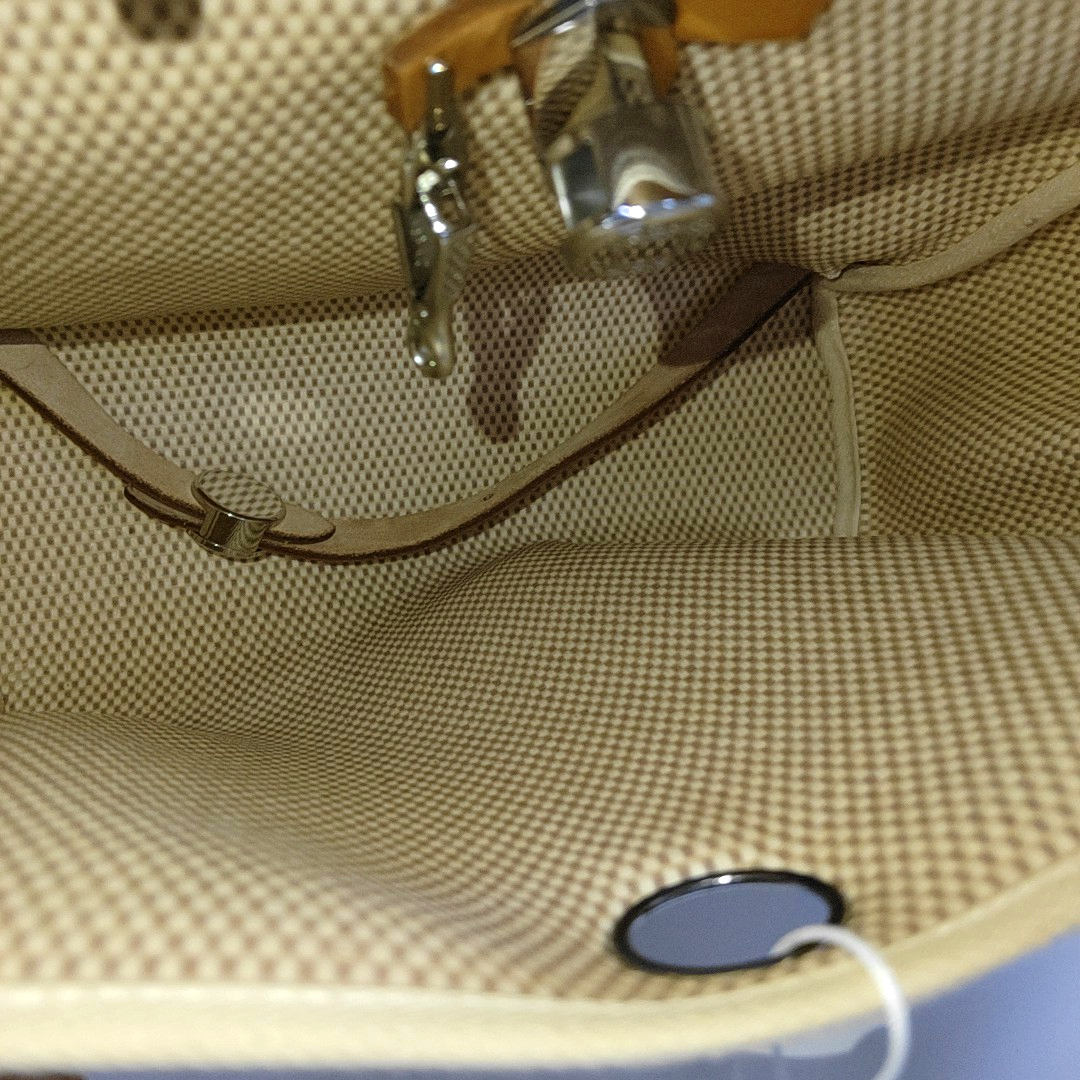 HERMÈS Herbag Small Milkshake White Canvas Backpack Handbag with Silver Hardware 🄷 Mark-(SKU)-953760184