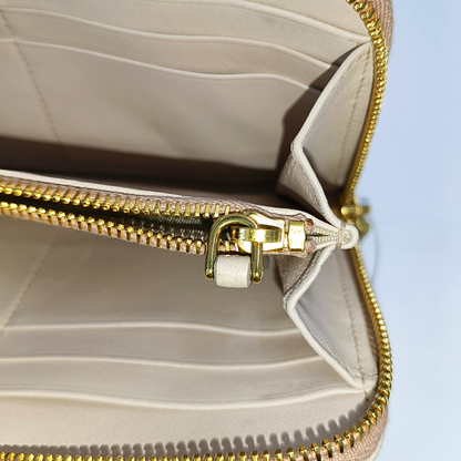 PRADA Beige Lamb Leather Quilted Wallet Golden hardware-(SKU)-955711788