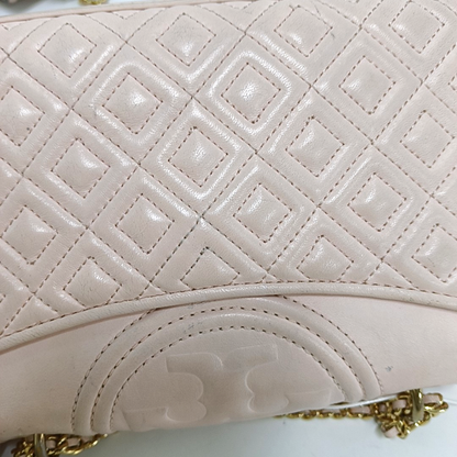 TORY BURCH Fleming Small size Pink Sheepskin Quilted Crossbody Bag Single Shoulder Bag Golden hardware-(SKU)-942795679