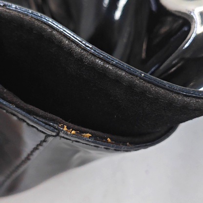 FENDI Tote bag Black漆皮双FHandheld包 Golden Silver Hardware-(SKU)-951092965