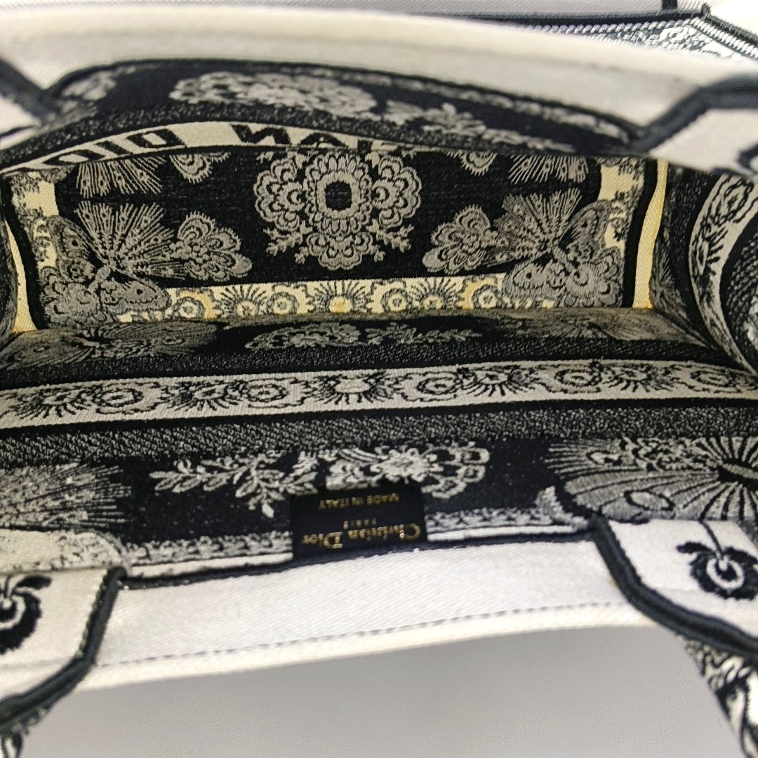 DIOR Book Tote Medium Black Fabric Jacquard Tote Bag-(SKU)-968261752