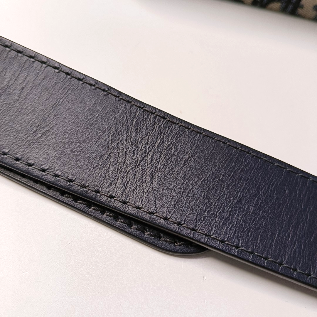 DIOR 30 Montaigne Blue Canvas Monogram Montaigne Bag Single Shoulder Bag Gold Hardware Removable Strap-(SKU)-963551147