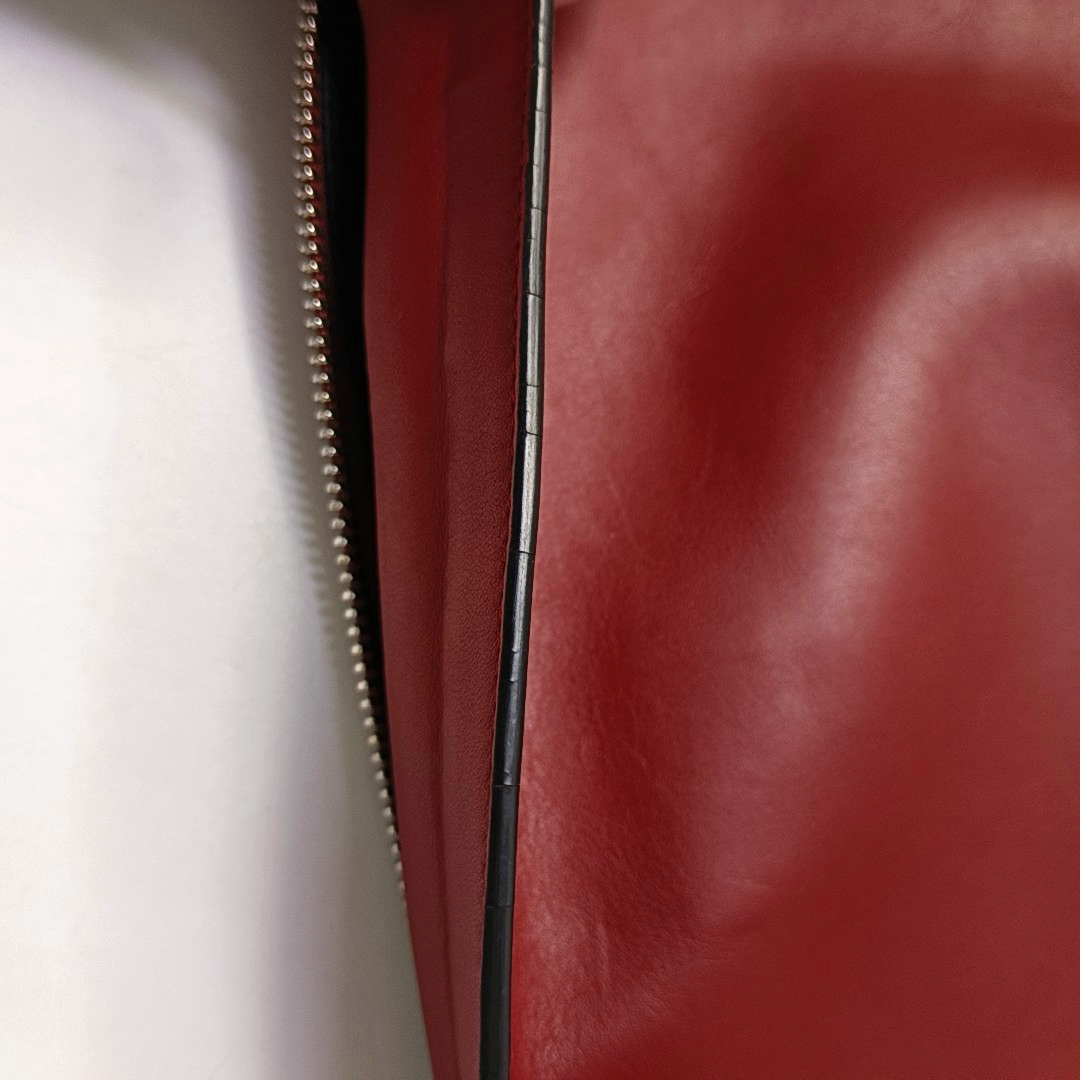 LOEWE T Pouch  Red Cowhide Handbag Silver Hardware-(SKU)-950589661