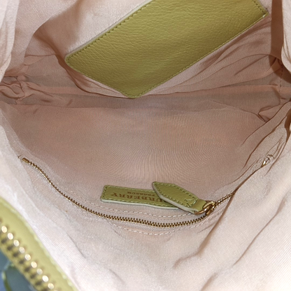 BURBERRY Yellow Green Leather Studs Embellished Shoulder Bag Crossbody Golden hardware Removable shoulder strap-(SKU)-954809975