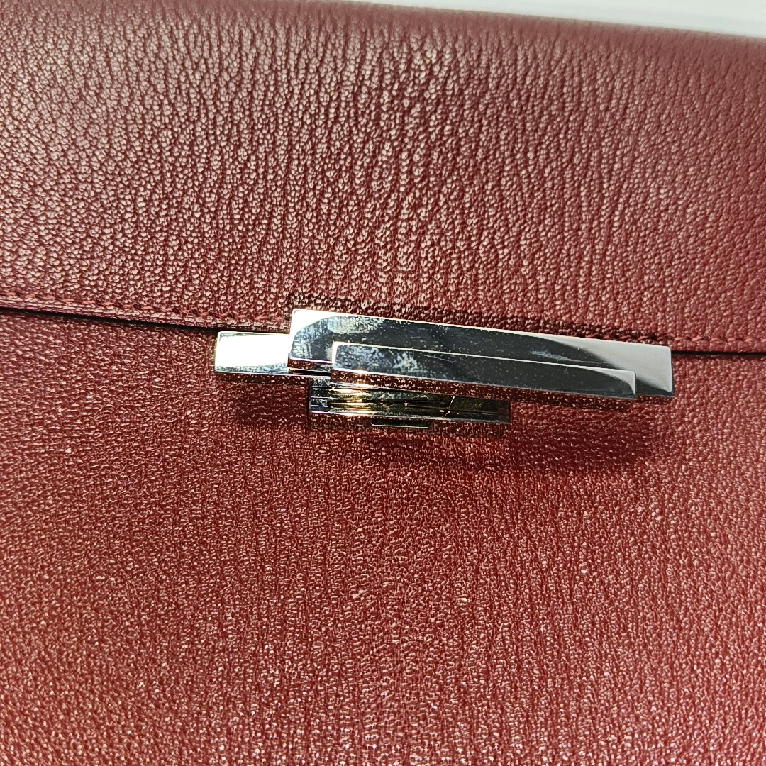 HERMÈS Cinhetic Red Chèvre Mysore Goat Leather Shoulder Bag Tote Bag Silver Hardware D Detachable Strap-(SKU)-957717747