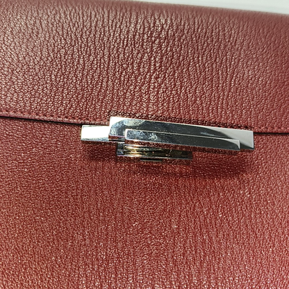 HERMÈS Cinhetic Red Chèvre Mysore Goat Leather Shoulder Bag Tote Bag Silver Hardware D Detachable Strap-(SKU)-957717747