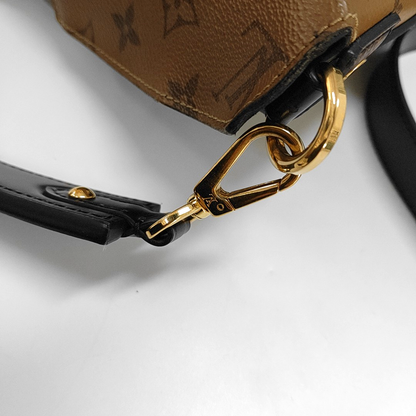 LOUIS VUITTON BENTO BOX, brown coated canvas monogram crossbody bag, shoulder bag, handbag with golden hardware and 2 detachable straps-(SKU)-956133606