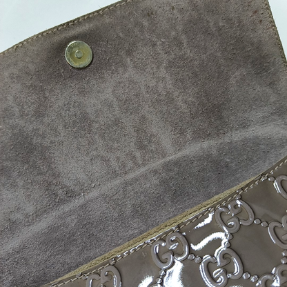 GUCCI Light Purple Patent Leather Monogram Damask Single Shoulder Bag Golden hardware-(SKU)-942136381