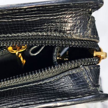 LOEWE Black Cowhide Clutch Golden hardware-(SKU)-943656028