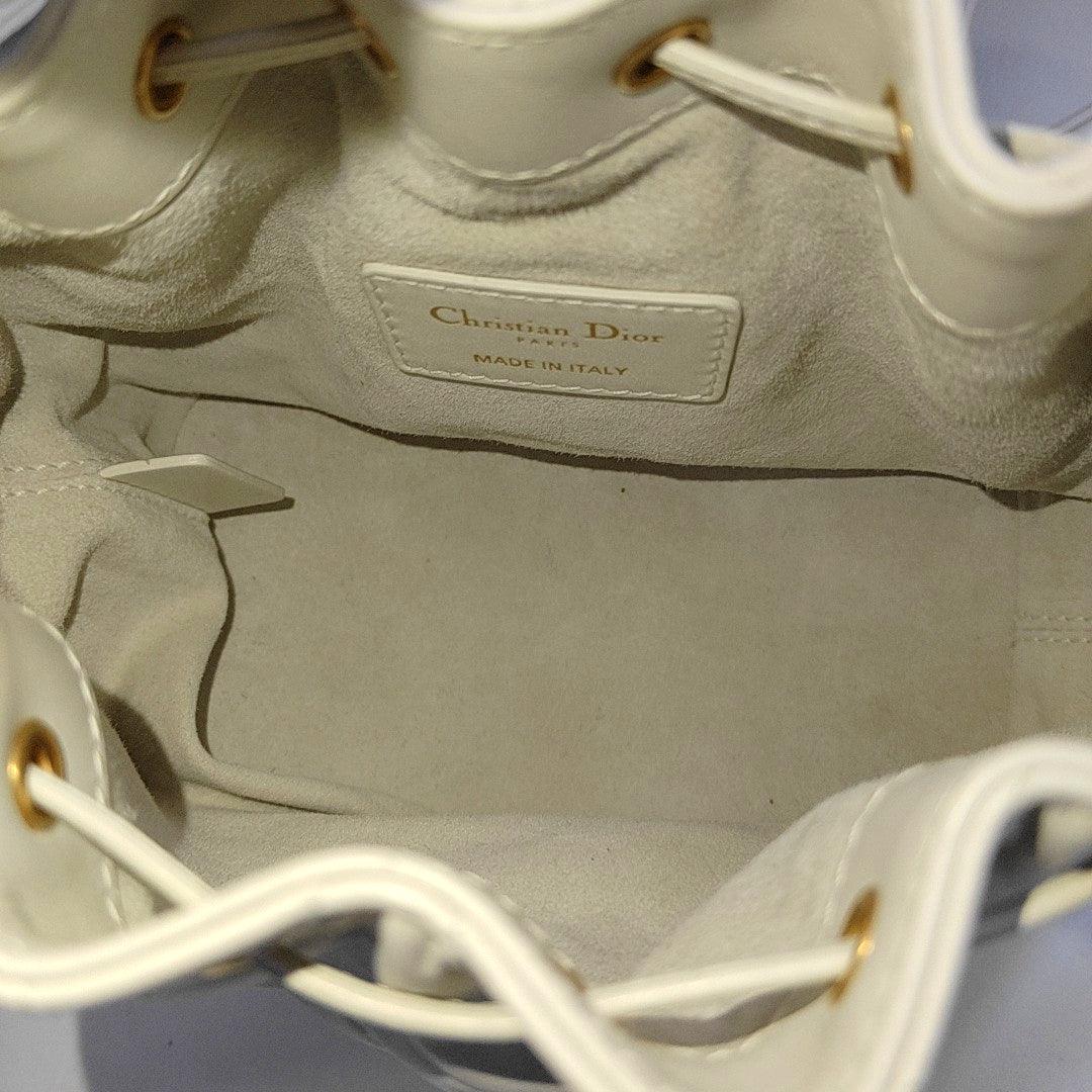 DIOR Jolie White Calfskin Matelassé Shoulder Bag Crossbody Bag Handbag Golden Black Hardware Removable Strap Complete Accessories-(SKU)-969151784