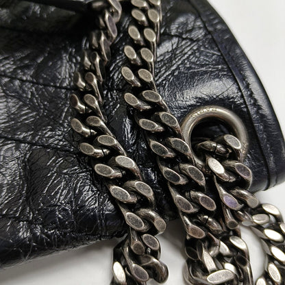 YSL NIKI Medium Black Calfskin Quilted V-Stripe Shoulder Bag and Crossbody with Black Rhodium-Plated Hardware-(SKU)-971324466