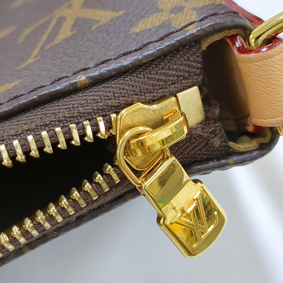 LOUIS VUITTON MULTI Brown Coated Canvas Monogram Shoulder Bag with Gold Hardware-(SKU)-968392835