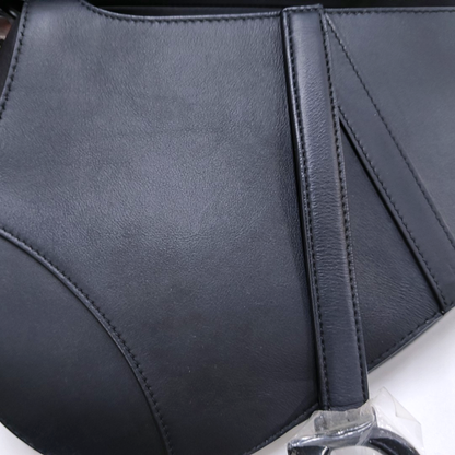 DIOR Saddle Small Black Calfskin Saddle Bag Single Shoulder Bag Tote with Black Hardware and Removable Strap-(SKU)-940890470