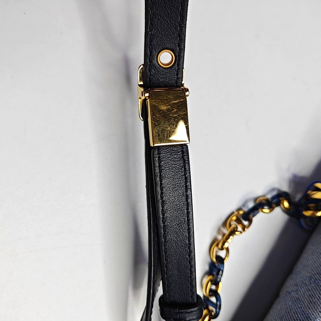 DIOR Dior Caro Medium Blue Denim Quilted Crossbody Shoulder Bag Tote Bag-(SKU)-966917875