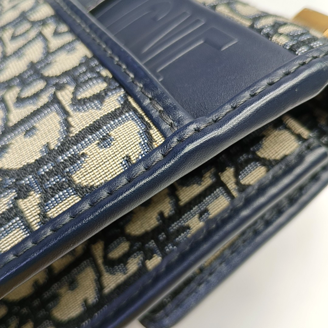 DIOR 30 Montaigne Blue Canvas Monogram Embossed Montaigne Bag Shoulder Bag with Detachable Strap-(SKU)-970899095