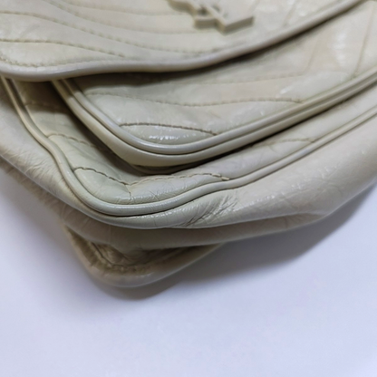 YSL NIKI Medium Beige Calfskin Plaid Quilted Shoulder Bag Crossbody Bag Palladium Hardware-(SKU)-963808720