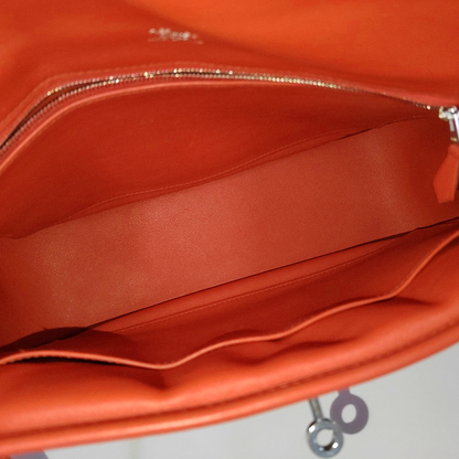 HERMÈS Berline National Red Swift Leather Quilted Shoulder Bag Crossbody Silver Hardware 🅁 Engraved Removable Strap-(SKU)-965269770