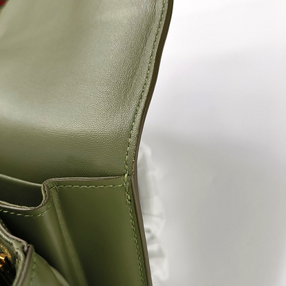 CELINE TRIOMPHE Medium Green Calfskin Shoulder Bag with Gold Hardware-(SKU)-959931687