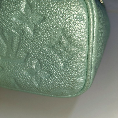 LOUIS VUITTON NICE Turquoise Green Leather Monogram Embossed Shoulder Bag Silver Hardware Removable Strap-(SKU)-942263065