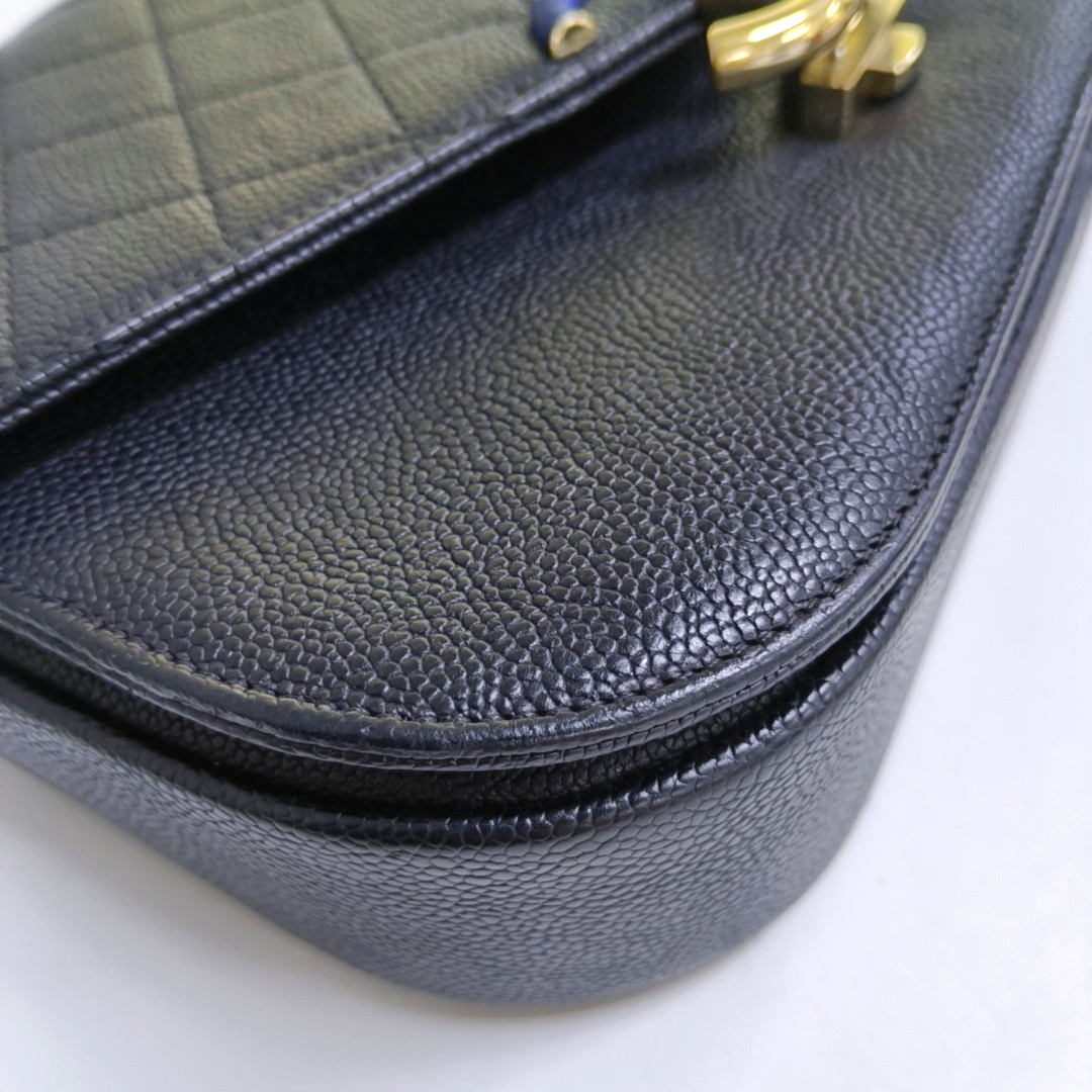 CHANEL THREAD AROUND Medium Black Calfskin Quilted Chevron Single Shoulder Bag Handbag Detachable Strap-(SKU)-954093937