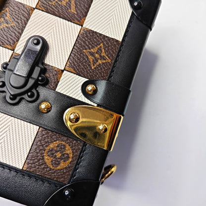 LOUIS VUITTON PETITE MALLE Brown Coated Canvas Monogram Crossbody Shoulder Bag Golden Hardware Removable Strap-(SKU)-969285537