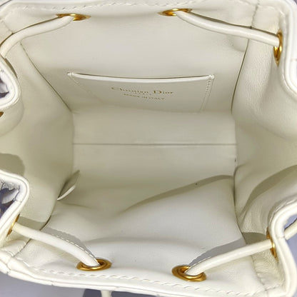 DIOR Dior Caro White Lamb Skin Woven Check Double Shoulder Bag Golden Hardware-(SKU)-969428669