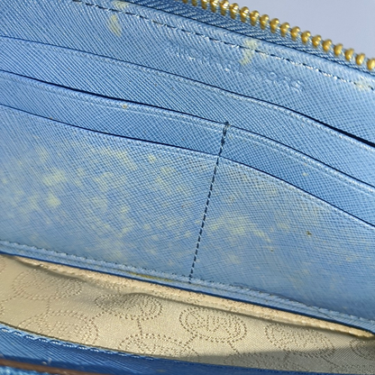 MICHAEL KORS Jet Set TravelDark blue leather textured wallet-(SKU)-940976850