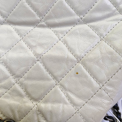 CHANEL GABRIELLE small size white leather quilted Gabrielle bag, backpack with gold ruthenium hardware and 24 chain links-(SKU)-968674094