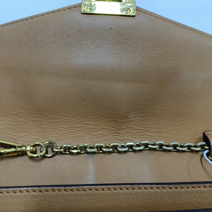 MCM MILLIE  Medium size Cognac coated canvas monogram laurel buckle shoulder bag/crossbody bag Golden hardware Removable shoulder strap-(SKU)-944137648