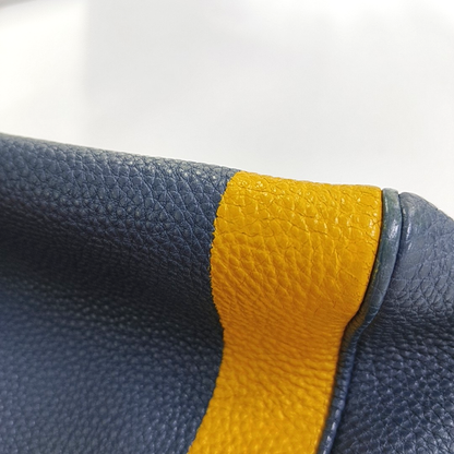 BURBERRY The Banner Dark Blue Leather Handbag Golden hardware-(SKU)-958302180