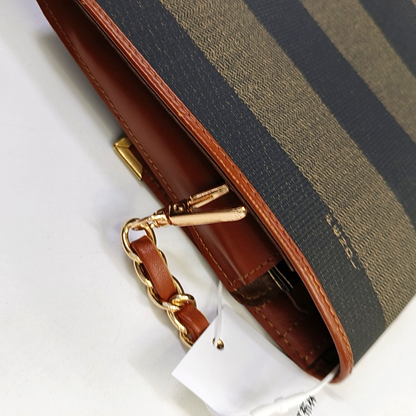 FENDI Pequin Brown Coated Canvas Handbag Golden hardware Vintage model-(SKU)-946207917